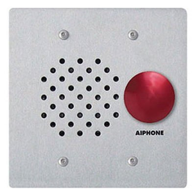Aiphone LE-SSR 2-Gang Door Station with Red Mushroom Button, Vandal and Weather Resistant, Stainl...