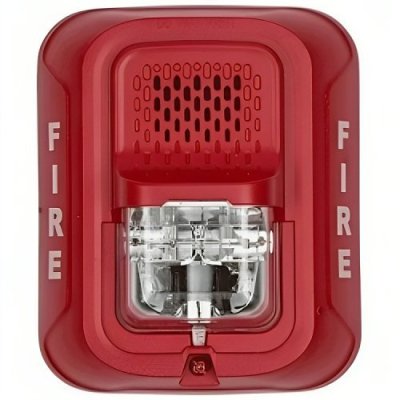 System Sensor P2GRLED L-Series Indoor 2-Wire LED Compact Horn Strobe, Wall-Mount, Marked FIRE, Re...