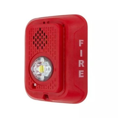 System Sensor P2RLED L-Series Indoor 2-Wire LED Horn Strobe, Wall-Mount, Marked FIRE, Red