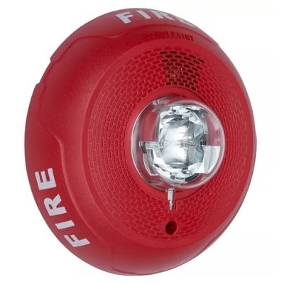 System Sensor PC2RKLED L-Series Outdoor Ceiling-Mounted Horn Strobe, "FIRE", Red