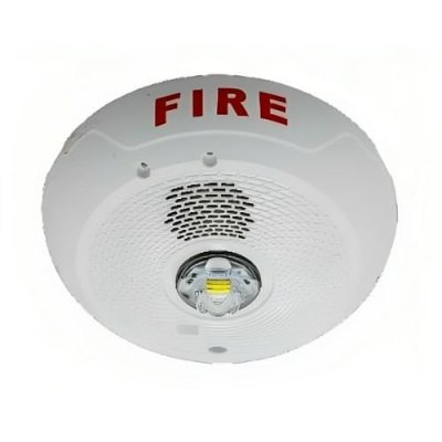 System Sensor SCWLED L Series Ceiling Mount Strobe with LED, FIRE Label, White