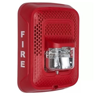 System Sensor SPSRLED L-Series Indoor Speaker Wall-Mounted LED Strobe, "FIRE", Red