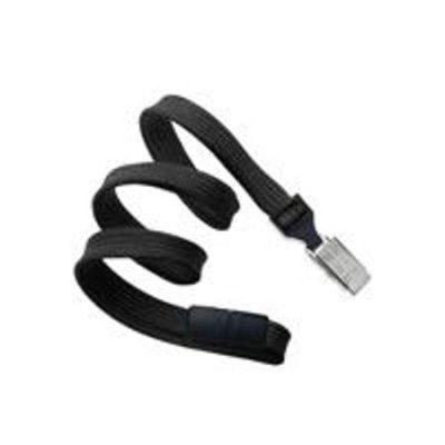 010682 Slide Adapter Black 3/8 (10 mm) Flat Braid Breakaway Woven Lanyard with Bulldog Clip (Pack...