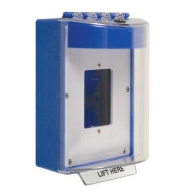 13520NB STI Universal Stopper® with Horn, Enclosed Backbox, Open Mounting Plate, No Label, Blue