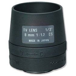 13FM08T 1/3" 8mm F/1.2 Monofocal Manual Iris Lens