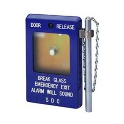 491 SDC "Break Glass" Emergency Door Release with Siren, 1-Gang, Blue, DPDT, 10 Amp