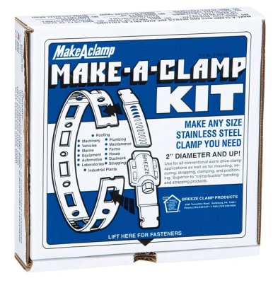 Stainless Steel Hose Clamp System, 1 Kit contains: 50 ft band, 10 adjustable fasteners, 5 band sp...