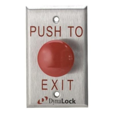 6290-NR Dynalock Palm Switch 1-5/8'' Diameter Red Plastic Time Delay Mushroom Button - NFPA 101, ...