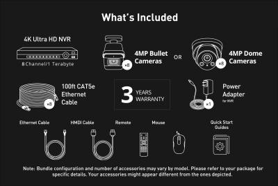 iMaxCamPro Complete 8-Channel 4K Ultra HD IP NVR System (Kit) with Eight Metal 4MP Fixed Cameras,...
