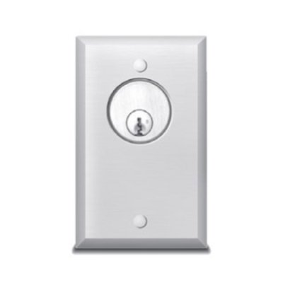 805AL SDC Key Switch, 1-Gang, 1/4" Aluminum Plate, AA (on-off) DPDT, 6 Amp