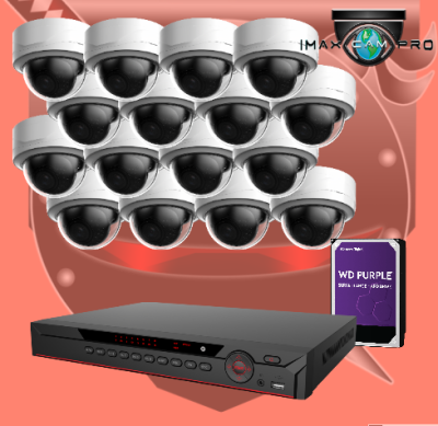 16CH 1U IMAX 4K NVR & Ninja 4MP WDR Starlight Fixed Dome 16 IP Cam Kit