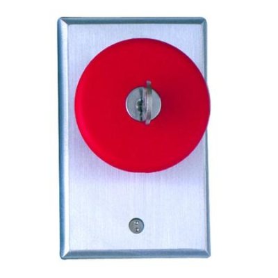 CM-6030 Camden Locking Pushbutton Switch, Red, Push To Lock, Key To Release, N/O, Maintained