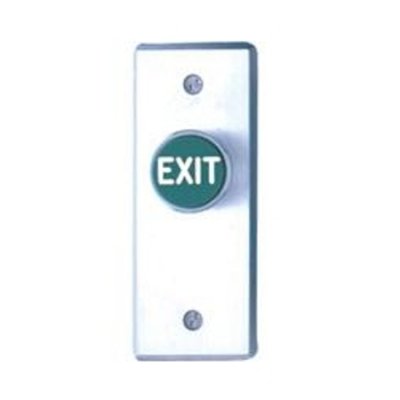 CM-7110GE Camden Recessed Button, Narrow Face, Spring Return, N/C, Momentary, Green, EXIT engrave...