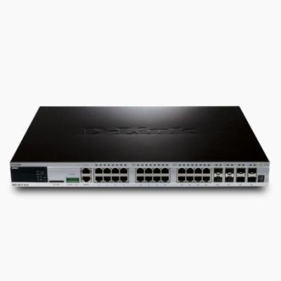 DGS-3620-28PC-SI xStack 24-Port Layer 3 PoE+ Switch with 4 Combo SFP Ports, 4 10Gigabit SFP+, Sta...