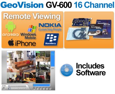 Geovision GV-600B 16 Channel Video Capture DVR Card GV600B with version V8.5 Complete Webcam Soft...
