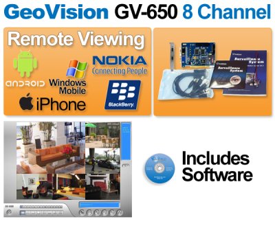 Geovision GV-650B 8 Channel Video Capture DVR Card GV650 with version V8.5 Complete Webcam Software Suite Included