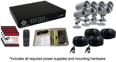 H.264 Complete 8 Camera Video Security Camera System - iPhone, Android, Blackberry, Google Phone,...