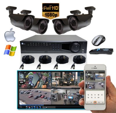 4 HD 1080p IR Bullet HD-SDI DVR Kit for Business Commercial Grade