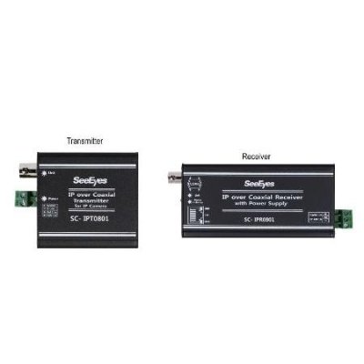 IPC-0801 IP ACTIVE COAX CABLE CONVERTER, 1KM, INCLUDES TRANS, REC, & POWER ADPT