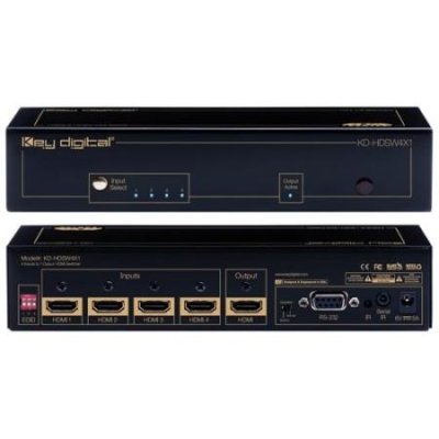 KD-HDSW4X1 Key Digital 4 HDMI/DVI Inputs to 1 HDMI/DVI Output Switcher