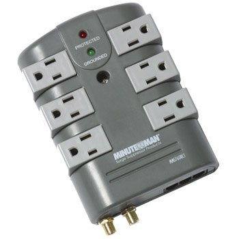 MMS760RCT Minuteman 6-Rotating Outlet Surge Suppressor w/ Coax & Phone Line Protection
