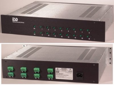 RMA-1632 Rack Mount CCTV Power Supplies, 24 VAC 32Amps, 16 Fused Outputs, 19" x 13" x 3.5" Rack Mount, Black