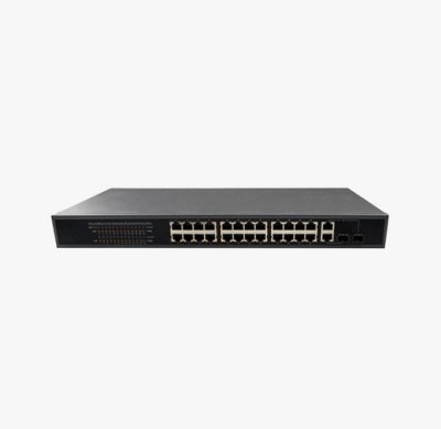 24CH POE SWITCH, 2X 1G UPLOAD LINK, 400W, 450FT