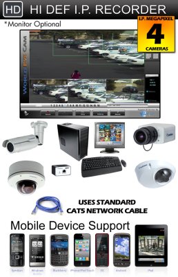 GeoVision Bronze NVR 4 IP Camera System Package - 4 1.3MP MEGAPIXEL High Definition H.264 Color I...