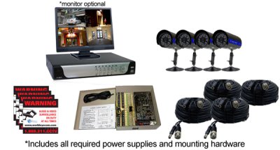 H.264 Complete Video Security Camera System - Mobile Phone Support