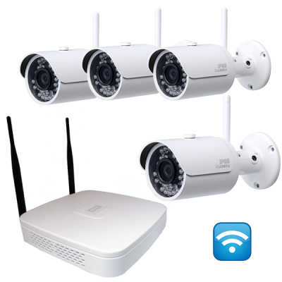 4 Ch WIFI NVR & 4 HD Megapixel Bullet Camera Kit for Business Professional Grade