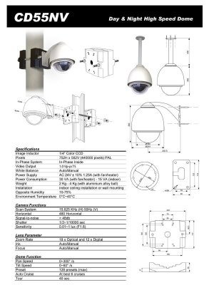 WEC WCCD55NV Day/Night Color Dome Security Surveillance Camera