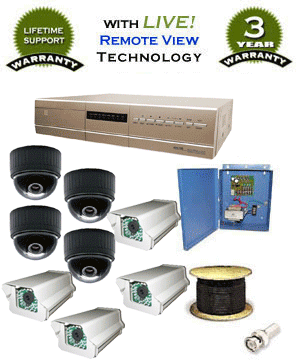 AccuDome WYCM-45DVH & SONY WCAMIR480/WAVC-785 8-Channel DVR Video Surveillance System