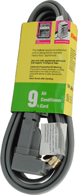 9 Foot Air Conditioner Cord / Appliance Extension Cord (Flat Cable)