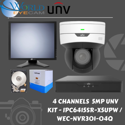 4 Channels  5MP UNV KIT - IPC6415SR-X5UPW / WEC-NVR301-04Q