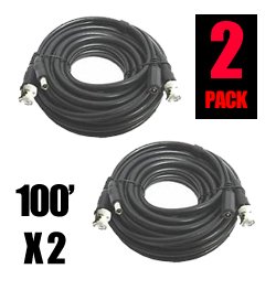 100 Feet BNC/DC Video/Power Siamese Cable - 2 Pack