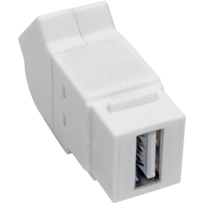 Tripp Lite U060-000-KPA-WH All-in-One USB 2.0 Keystone Angled Coupler, Panel Mount (F/F), White