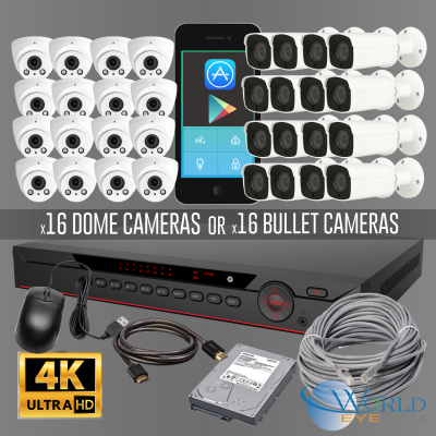 iMaxCamPro Complete 16-Channel 4K Ultra HD IP NVR System (Kit) with Sixteen Metal 4MP Fixed Camer...