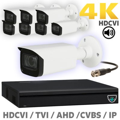 16 CH XVR with 8 4K 8MP Starlight Audio Fixed Lens Bullet Cameras UHD Kit for Business Professional Grade FREE 1TB Hard Drive