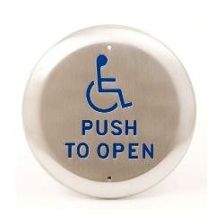 40/4WT Camden All-Active 4 1/2" Round, Wheelchair Symbol with 'Push To Open' With Weather Tight R...