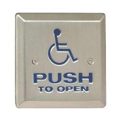 46/4MSWT Camden All-Active 4 1/2" Square Exposed Mounting Screws, Wheelchair Symbol with 'Push to...