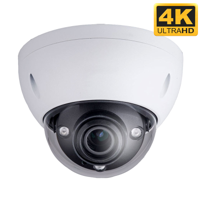 4K, 12 Megapixel HD Vandal-Proof Dome Camera, 4.1 - 16.4mm Varofical Lens, AC24V/POE, IP67, IK10, 165ft Night Vision 