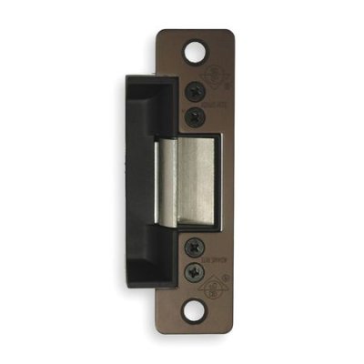 Door Electric Strike, Standard/Fail Secure, 24 Volt AC, Dark Bronze Anodized, With 4-7/8" Flat Fa...