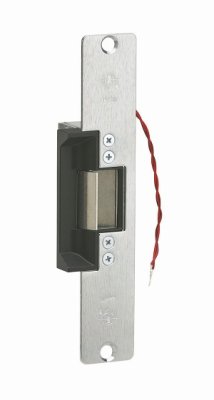 Door Electric Strike, Standard/Fail Secure, 24 Volt AC, Satin Chrome, With 7-15/16" Radius Faceplate, For Aluminum/Hollow Metal/Wood Door