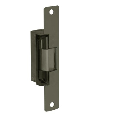 Door Electric Strike, Standard/Fail Secure, 12 Volt DC, Dark Bronze Anodized, With 6-7/8" Flat Faceplate, For Aluminum Door
