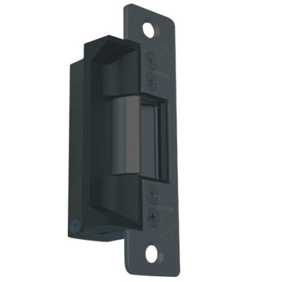 Door Electric Strike, Standard/Fail Secure, 24 Volt DC, Black Anodized, With 4-7/8" Flat Faceplat...