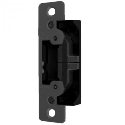 Door Electric Strike, Fail Safe/Fail Secure, 12/24 Volt AC/DC, Black Anodized, With 4-7/8" Flat Faceplate, For Aluminum Door