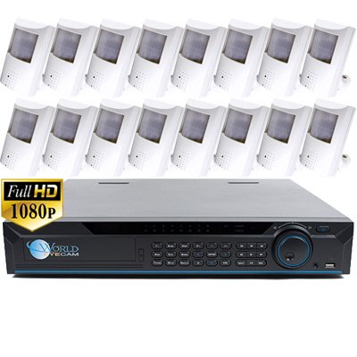32 CH HD-CVI DVR 16HD 1080P PIR Hidden cameras 3.6mm Lens Kit for Business Professional Grade FRE...