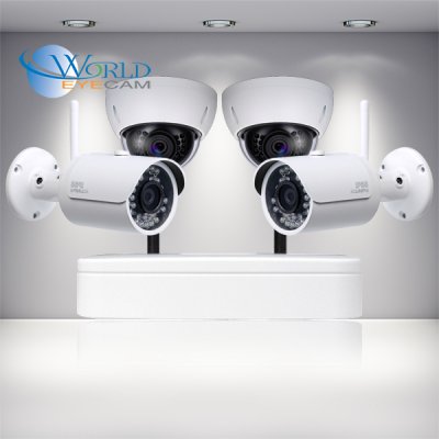 4 Ch WIFI NVR & 4 HD Megapixel Mix & Match Camera Kit for Business Professional Grade