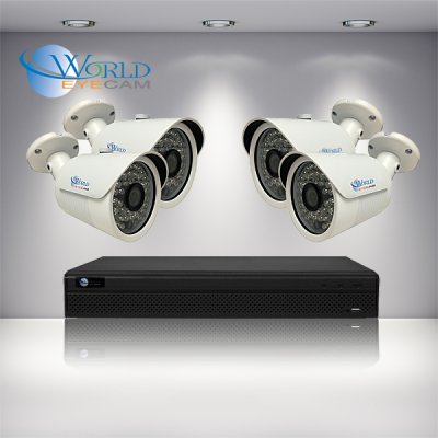 4 CH DVR with 4 2MP 1080P HD-CVI IR Bullet w/ 3.6mm Fixed Lens, 135ft IR & DC12V 4CH DVR HD Kit f...