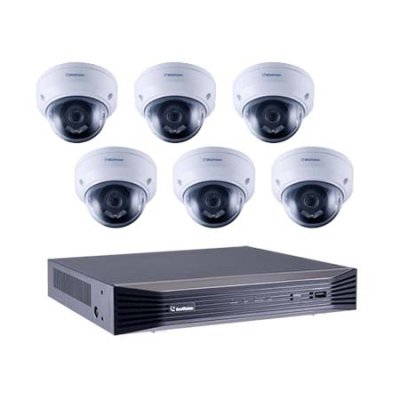Geovision Line 8 Channel at 4K (2160p) NVR Kit 48Mbps Max Throughput - 2TB w/ Built-in 8 Port PoE and 6 x 4MP 2.8mm Outdoor IR Vandal Dome IP Security Cameras